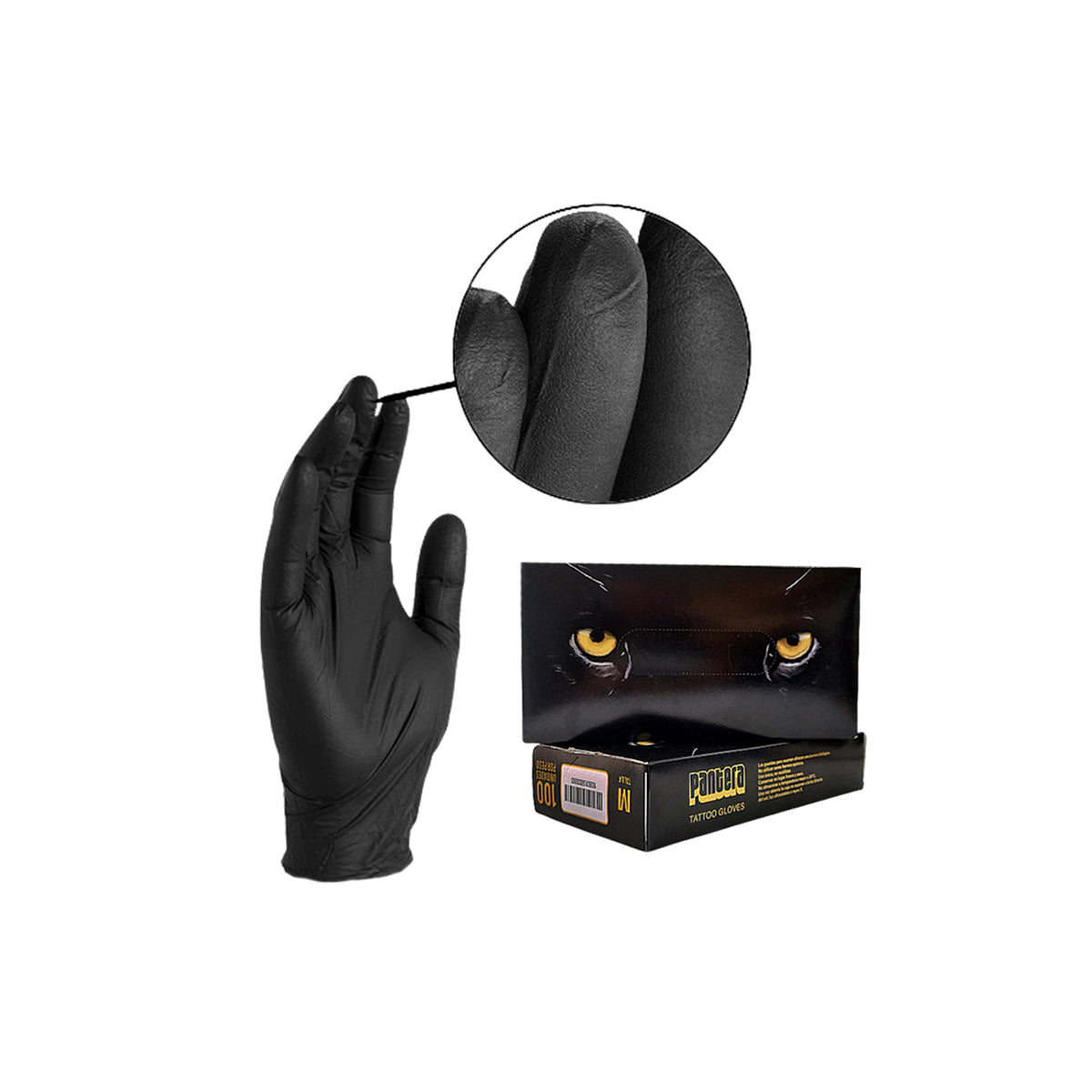 Guantes pantera de nitrilo negro de 1 a 19 Cajas
