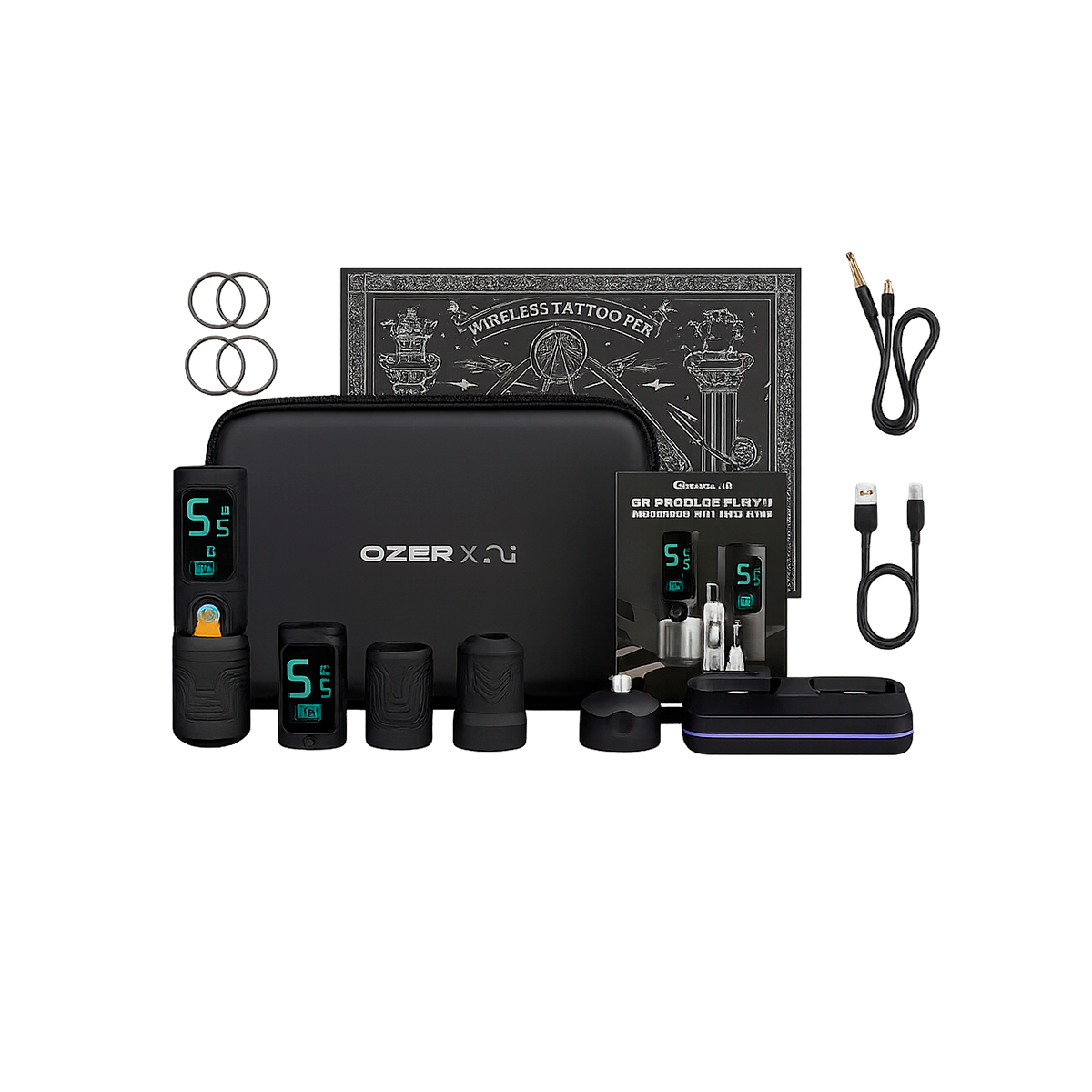 Maquina para Tatuar Rotativa Inalambrica OG Fury 2 x OZER 4.2mm Full Kit